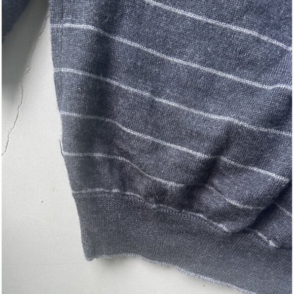Marco Fiori Sweater Men's Size Large V-Neck Wool Striped Outdoor Black - Picture 5 of 8